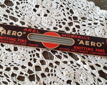 1960s Aero Double Ended Grey Metal Knitting Needles. Set of 4. Original Packaging. 9mm