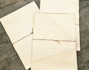 Tea Dyed Paper Pack, Lined & Blank, Junk Journal Ephemera