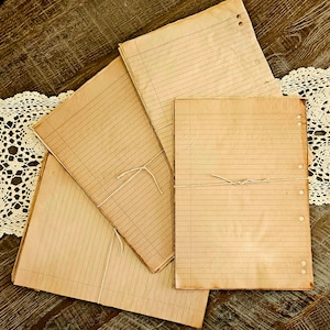 Lined Paper with Edge Holes, Tea Dyed Paper Pack for Junk Journal Scrapbook Paper Craft
