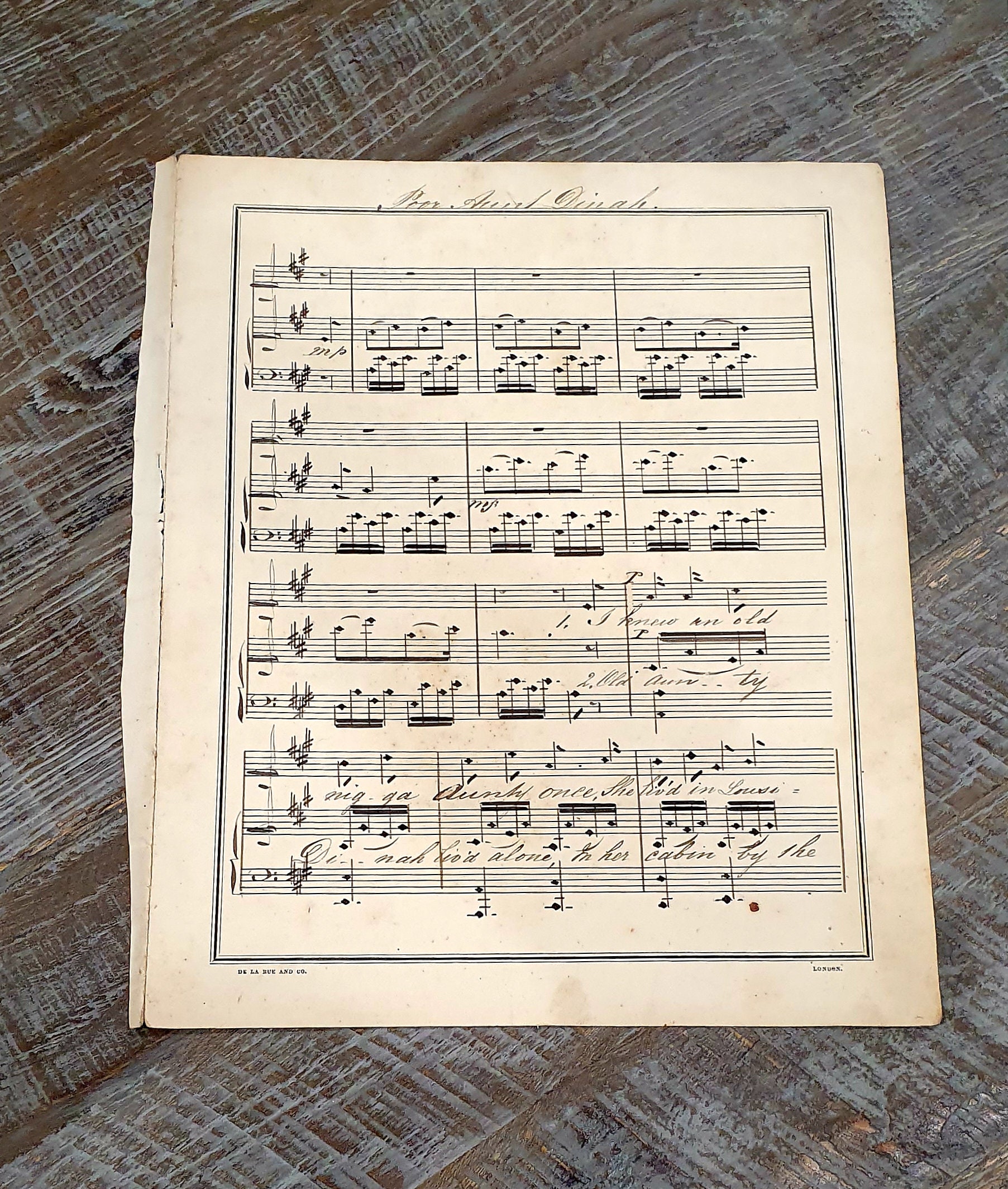 1920s Hand Written Vintage Sheet Music With Lyrics. Double Sided Sheet ...