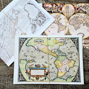 Old and Ancient Maps Pages for Scrapbook Junk Journal Ephemera. Art & Craft Paper.