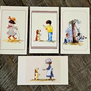 Set of 5, 1980s Happy Birthday cards. Children Illustration Greeting Cards. Unused.