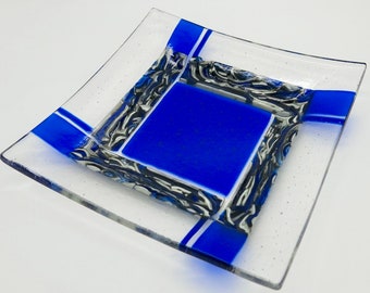 Caribbean Blue Glass dish