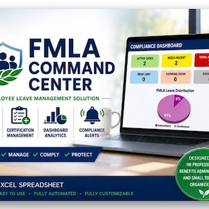FMLA Command Center | Employee Leave Management Tracker | HR Excel Dashboard | BONUS Content image 1
