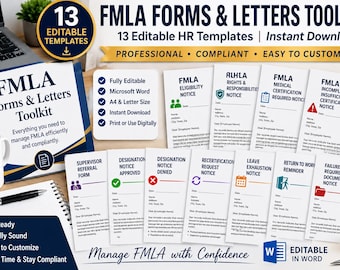 FMLA Forms & Letters Toolkit | 13 Editable HR Templates (Digital Download)