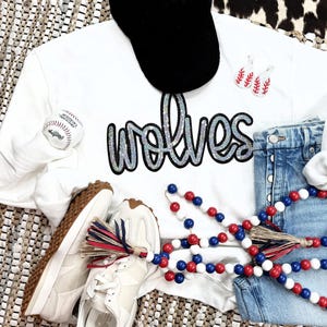 Silver Wolves Sequin Mascot Shirt: School Spirit Sweatshirt