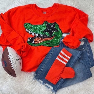 Gators Sequin Mascot Shirt: Football Team Apparel