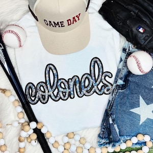 Maglietta mascotte con paillettes dei colonnelli: spirito di squadra di baseball e football