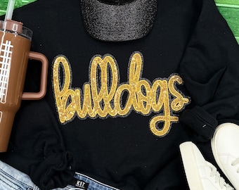 Bulldogs shirt. Bulldogs sequin shirt. bulldogs sweatshirt. Bulldogs mascot. Custom. Bulldogs football. Teacher.