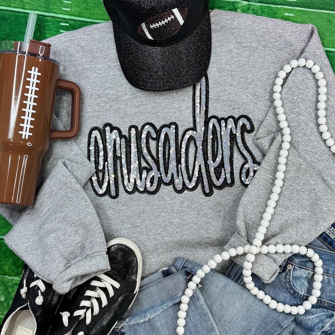 Crusaders Sequin Mascot Shirt, Silver Football Apparel - Etsy