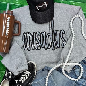 Crusaders Sequin Mascot Shirt, Silver Football Apparel