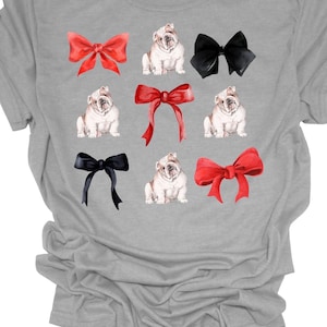 Bulldogs coquette//red and black//bulldogs football// coquette//football shirt//bulldogs shirt//bow