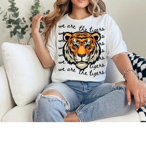 Tigers spirit wear shirt. School mascot. We are the tigers. Teacher shirt. Tigers mascot. Tigers football. Custom. Coach. Tigers shirt.