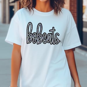 Bobcats sequin shirt, sweatshirt, school mascot, sequin patch, bobcats, patch