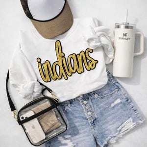 Indians sequin shirt, sweatshirt, school mascot, sequin patch