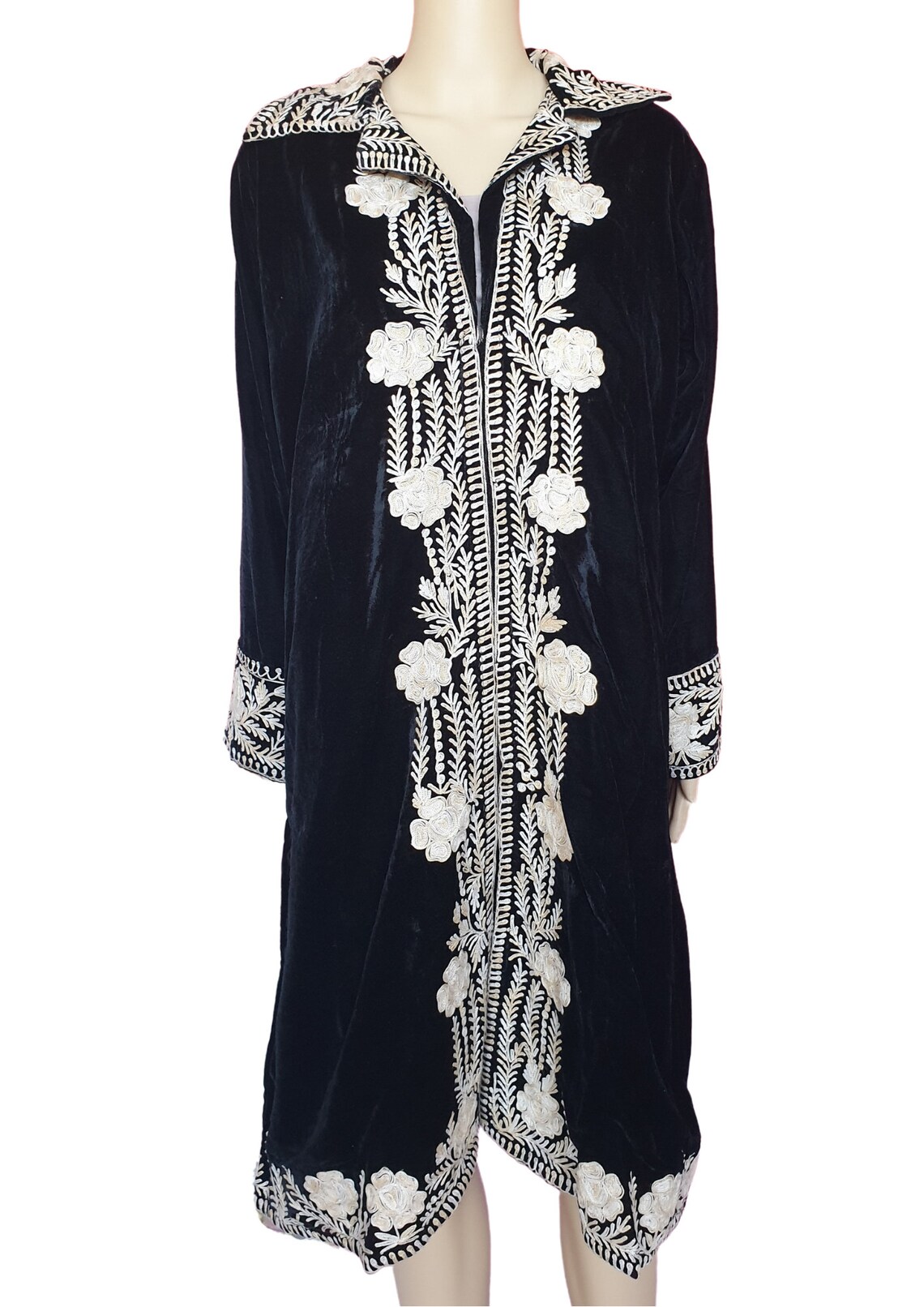 Embroidered Black Velvet Coat Long Embroidered Coat for Etsy