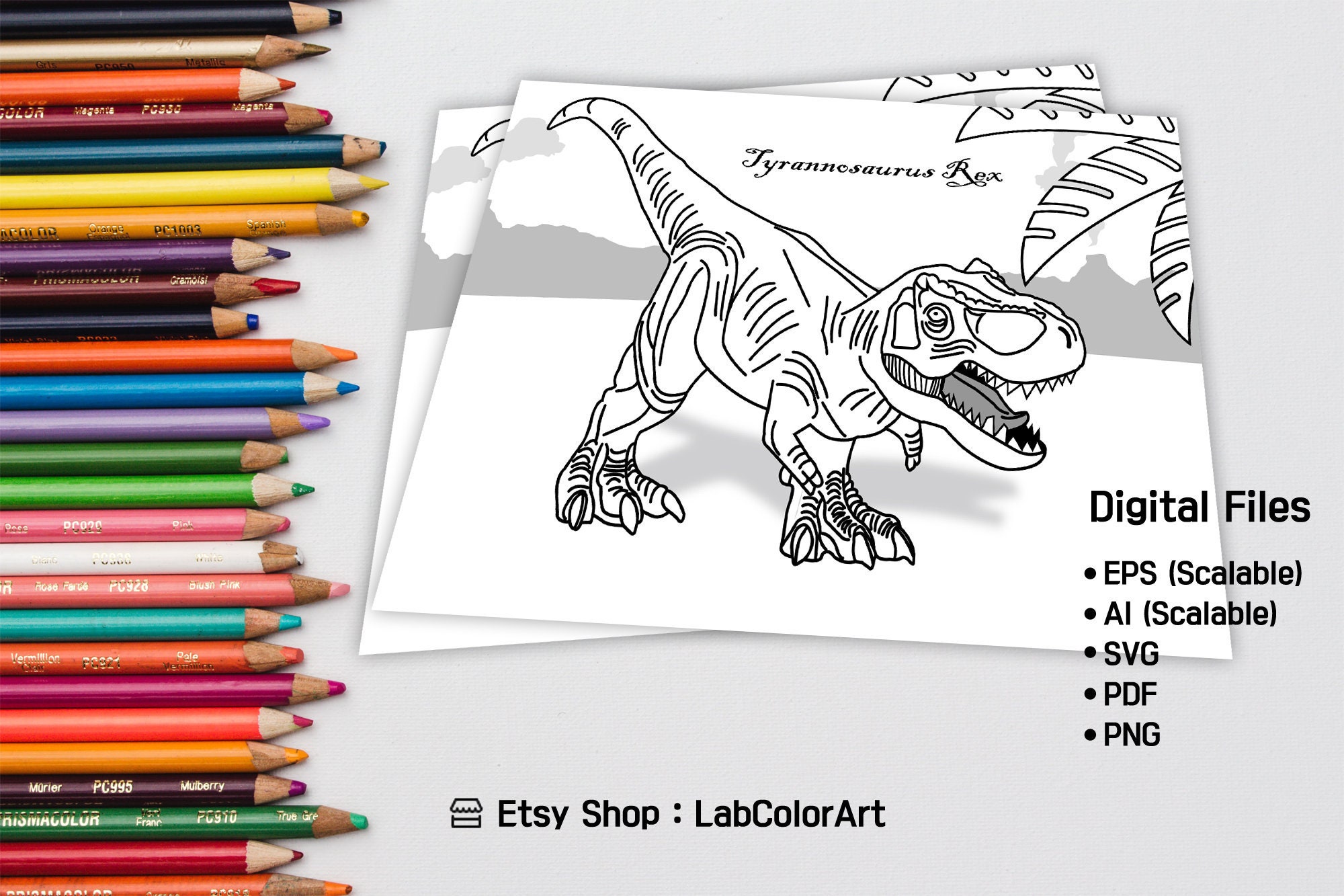 INSTANT DOWNLOAD Coloring page Dinosaur T-rex Graphics | Etsy