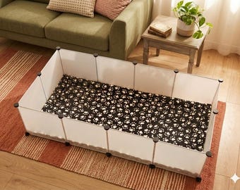 Saugfähige Matte für Meerschweinchen und Meerschweinchen - Luxuriöses Design aus Fleece mit doppelter Polsterung - Waschbar und handgefertigt - Für C&C-Käfige