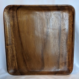 MID Century Modern Acacia Wood Square Plate, Modern Farmhouse Wood Plate, Country Chic plates, Rustic decor dinnerware