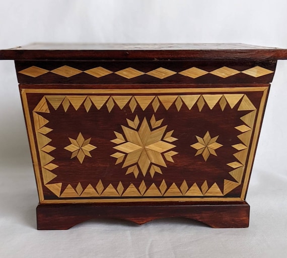 Vintage Marquetry Box, Moscow 1980 Olympics Souve… - image 1