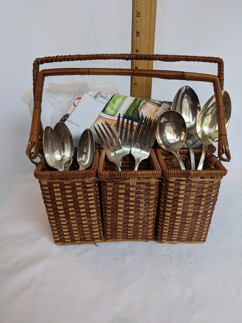 Wicker Caddy/ Vintage Wicker Caddy Basket/ Collectable Baskets/ Vintage