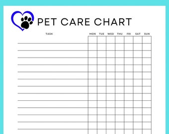 Pet Care Chart Download, Pet Health Record, Pet Sitter Notes, Pet Care Record, Dog Health Care, Daily Pet Tasks, Daily Pet Care, Pet Feeding