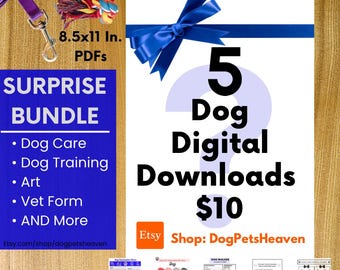 Dog Care Printable Bundle | 5 PDF Downloads for Dog Owners | Dog Training | Dog Health | Fun Dog | Dog Puppy PDF