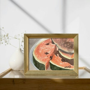 Watermelon Slices On A Plate Watercolor Painting Kitchen Wall Art Decor Giclee Print
