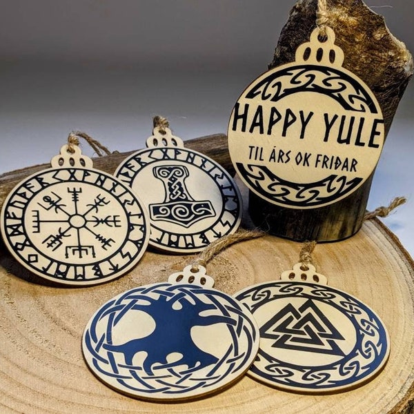 Viking Yule ornaments, Viking Christmas decoration, Viking wooden bauble, Viking baubles, Yule ornaments, Yule baubles, Yule gift