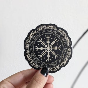 Pegatina vikinga, pegatina del Yelmo del Pavor, pegatina de Aegishjalmur, pegatina con diseño vikingo, pegatina mate, decoración vikinga, juego de pegatinas vikingas