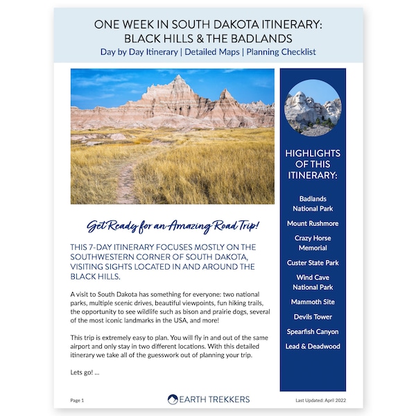 South Dakota 7-Day Itinerary // Digital Download