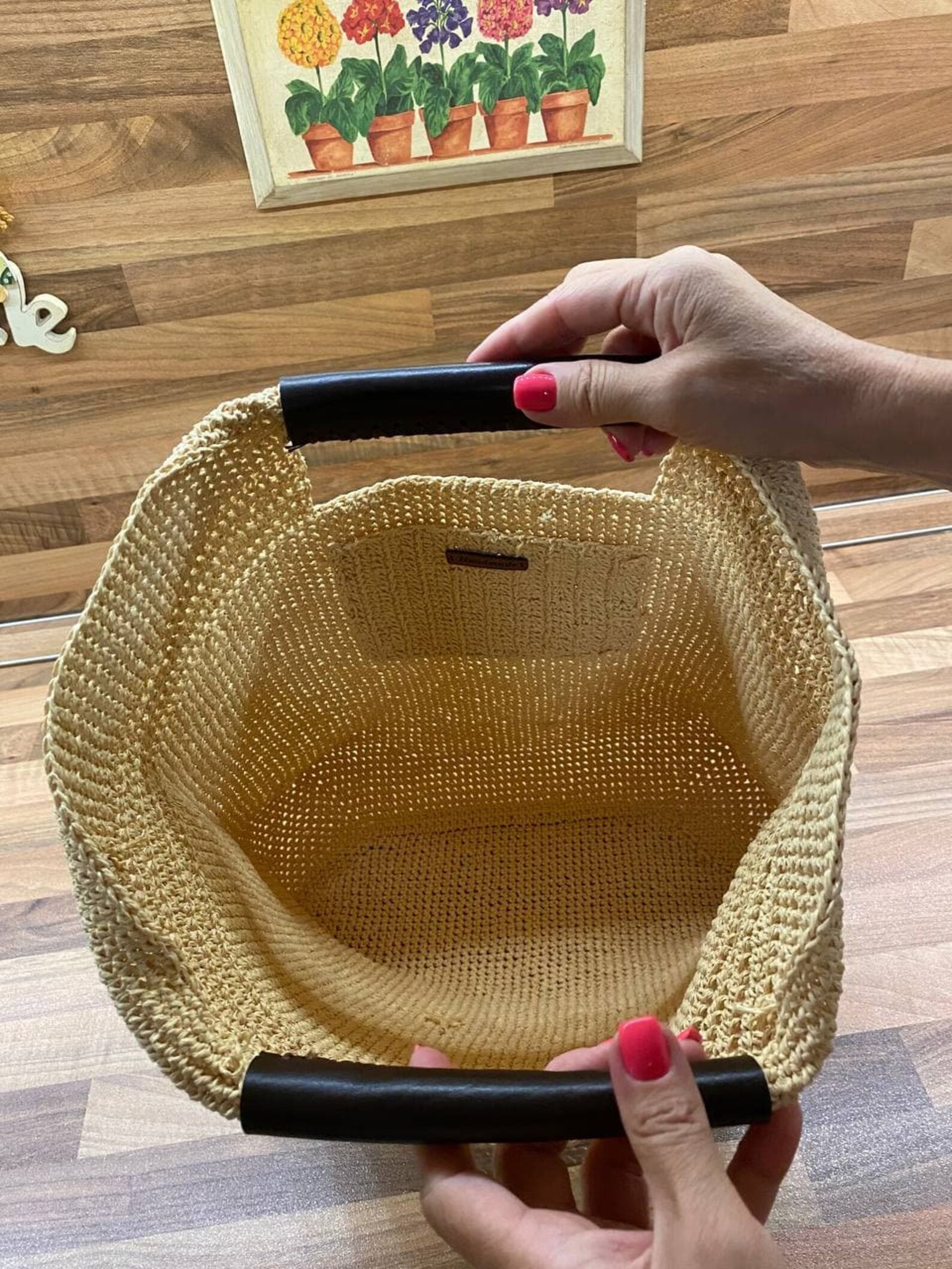 Handmade Raffia Genuine Leather Top Handle Bag Handbag Etsy