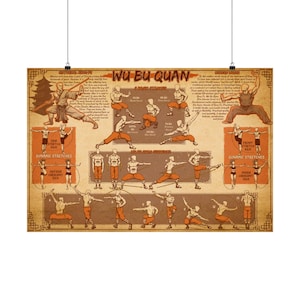Póster de artes marciales Wu Bu Quan Kung Fu / Tabla de ejercicios de Kung Fu
