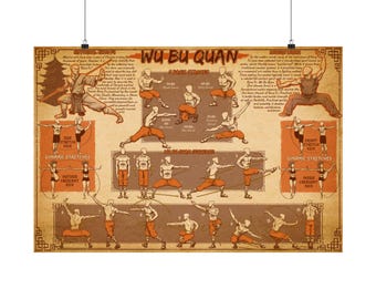 Poster kungfu-vechtsporten Wu Bu Quan | Kung Fu-oefenschema