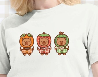 Capybara T-Shirt - Mandarine, Erdbeere, Wassermelone, Bio-Baumwolle Unisex T-Shirt