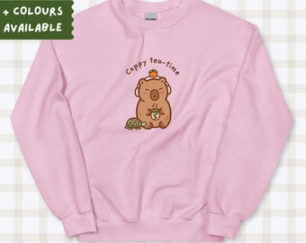 Capybara Schildkröte Sweatshirt - Cappy Tea Time, Tierdesign, Unisex-Pullover