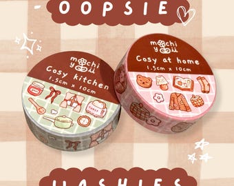 Oopsie Washi Tapes - かわいい日記帳、スクラップブッキングツール、プランナーデコレーション、ギフトラッピングテープ