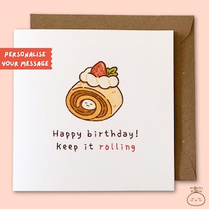 Cartão de Aniversário Fofo - Feliz Aniversário! Continue Animado | Presente de Aniversário Engraçado | Para Ela/Ele, Família, Amigo | Cartão Reciclado | Personalizável