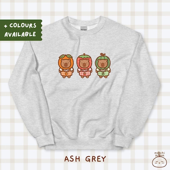 Capybara Fruit Sweatshirt - Unisex Crewneck Sweater, Inner Fleece Lining