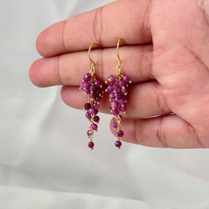 Fina rubinörhängen / Lätta små klusterörhängen / Present till tjejer