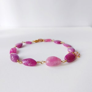 Unique ruby bracelet: pink ruby bracelet for mom