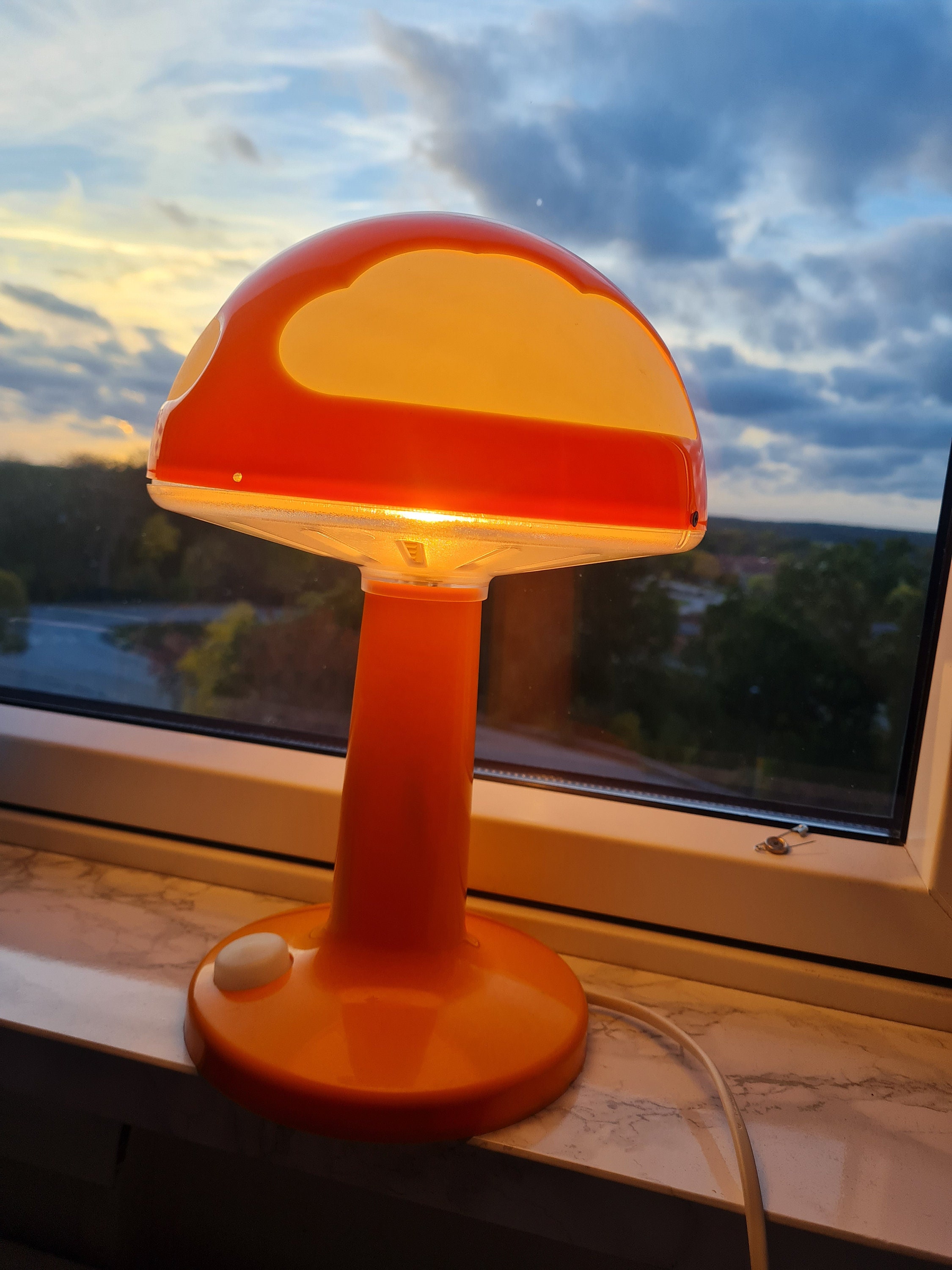 rok paus orgaan Lamp IKEA SKOJIG Mushroom Vintage Orange Blue White Clouds - Etsy