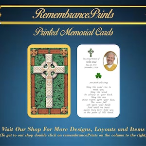 Tarjetas conmemorativas con foto de la cruz celta con bendición irlandesa (cantidad 50)