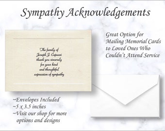 Printed Sympathy Acknowledgment Cards