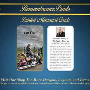 Printed Motorcycle Photo Memorial Cards
