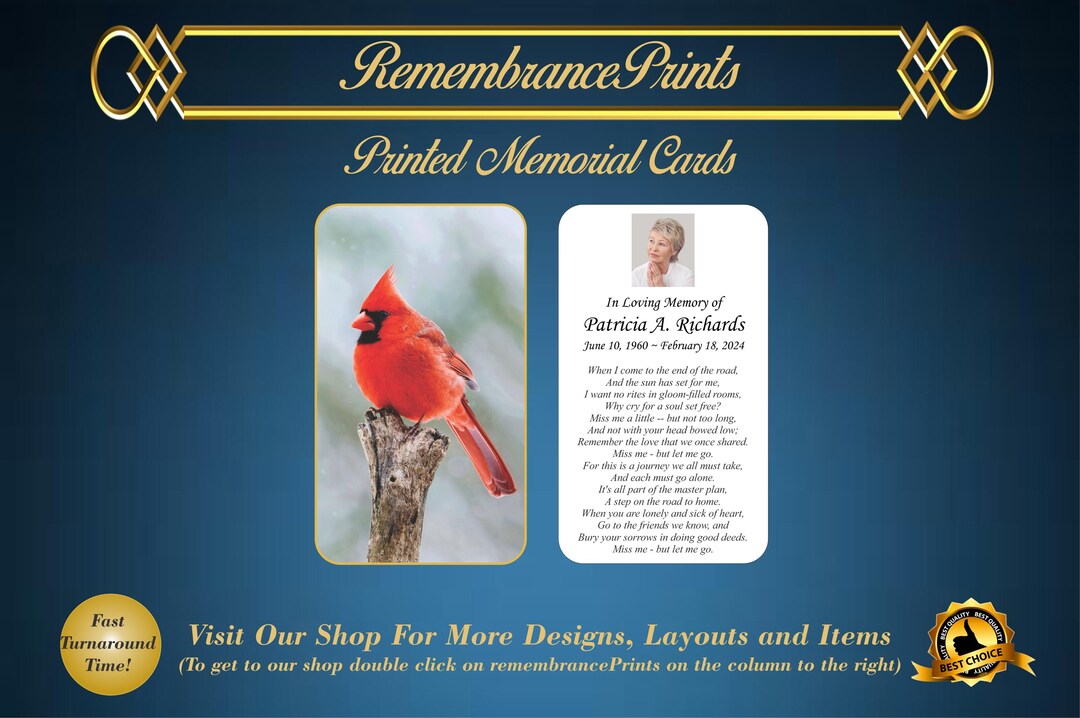 Cardinal Memorial Photo Prayer Cards – Personalized Photo Keepsake - Etsy