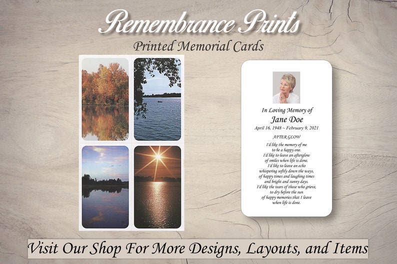 Printed Assorted Water Scenery Memorial Photo Cards image 1