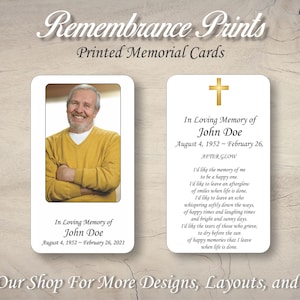 Printed Photo Memorial Prayer Cards