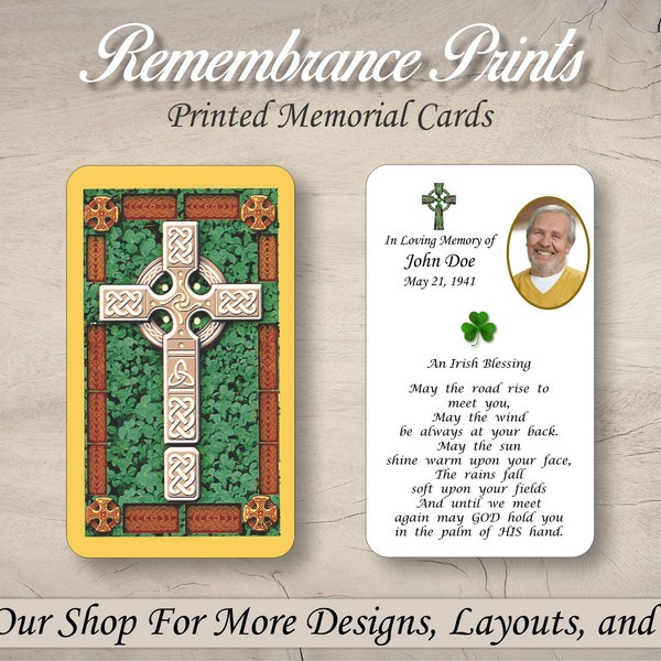 Irish Blessing- Celtic Cross Photo Memorial Cards (Qty. 50)