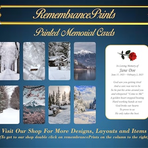 Printed Memorial Cards  Personalized Memorial Prayer Card Catholic Prayer Cards for Funeral Celebration of Life Card, Winter Scenery Assort.